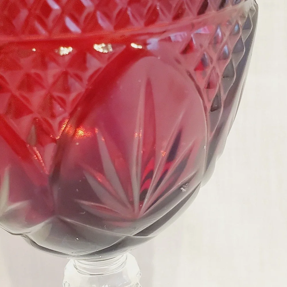 Ruby Red Luminarc Cristal D'Arques Durand 8oz Wine Glass Clear Stem 8